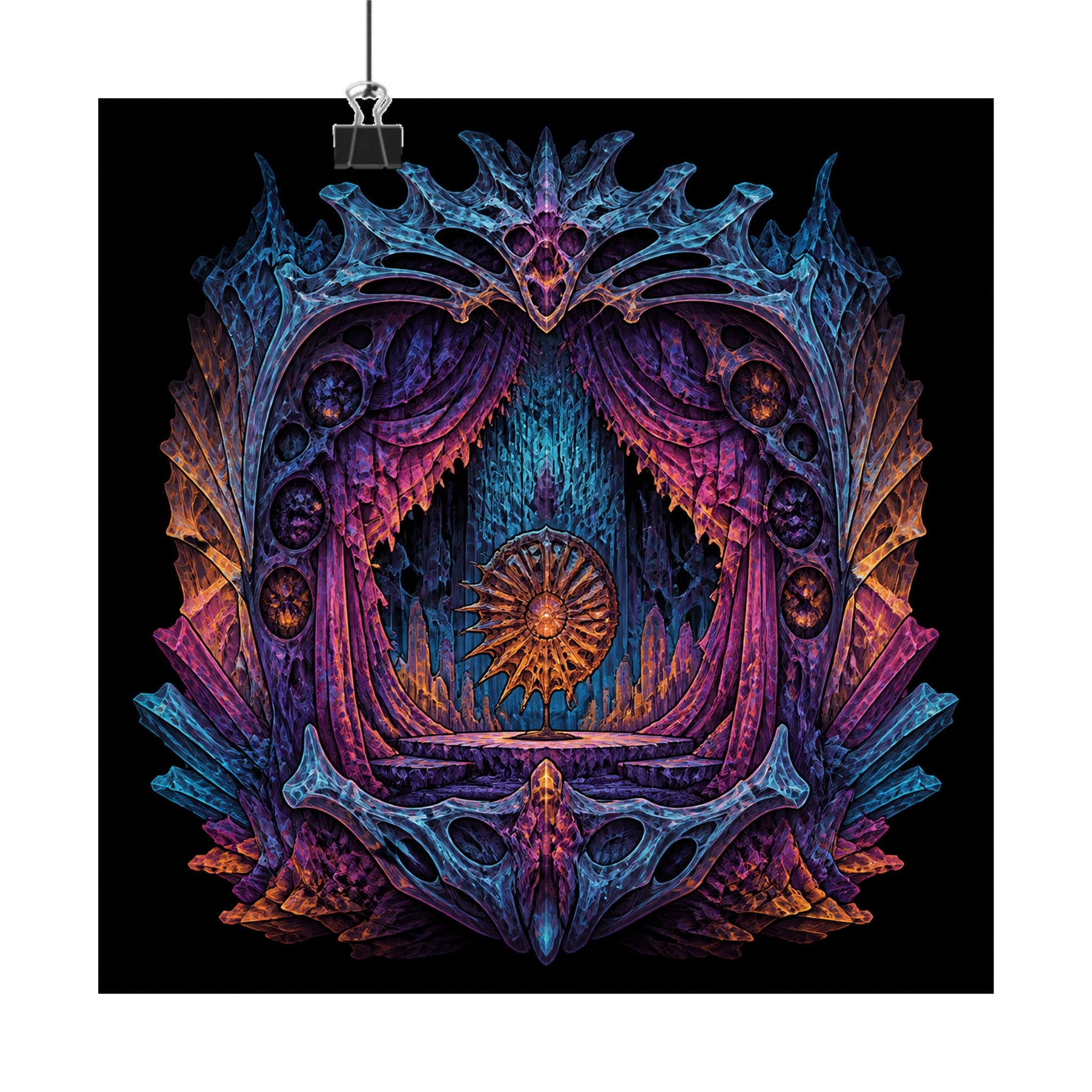Parallax Fossil Theater original KOSVYRE art print displayed with binder clips