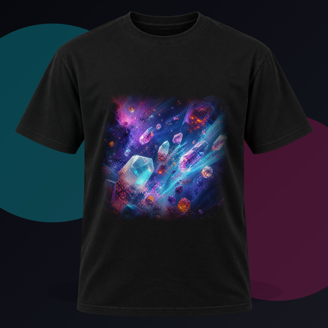 Peroxide Nebula Herd original KOSVYRE design on a black graphic tee against a graphite studio background