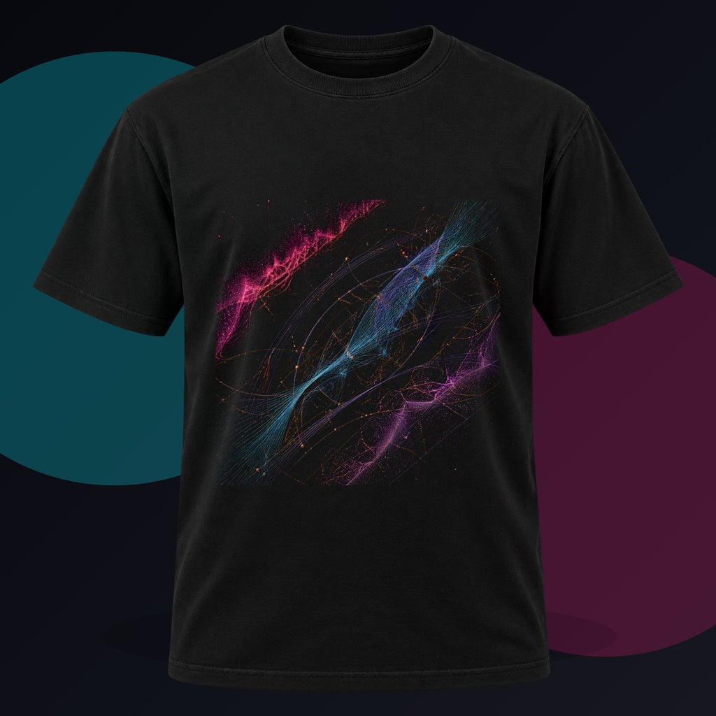 Polar Thread Observatory original KOSVYRE design on a black graphic tee against a graphite studio background