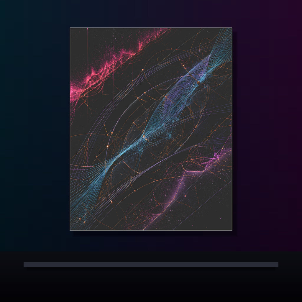 Polar Thread Observatory original KOSVYRE poster displayed in a dark psychedelic gallery setting
