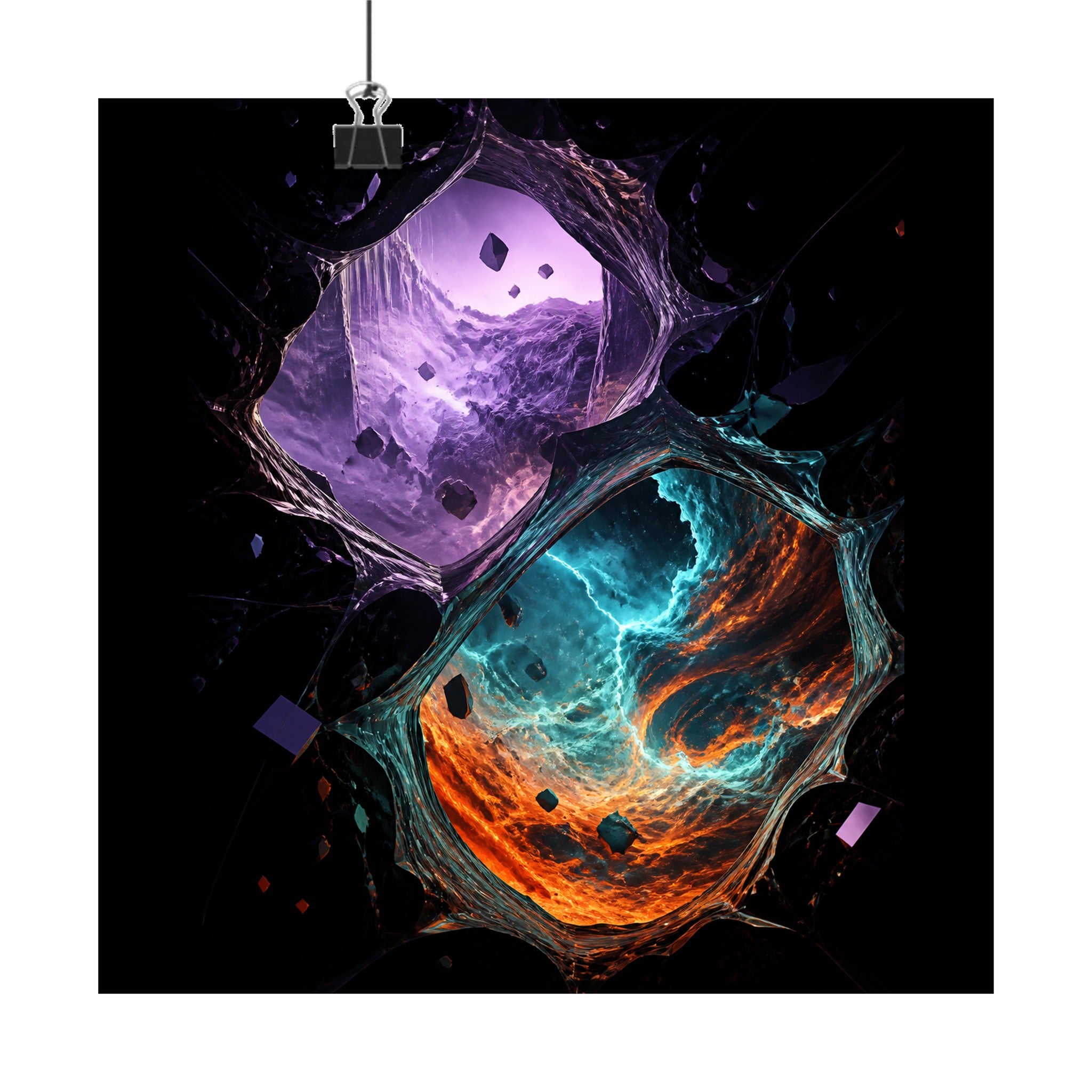 Portal Weather Study original KOSVYRE art print displayed with binder clips