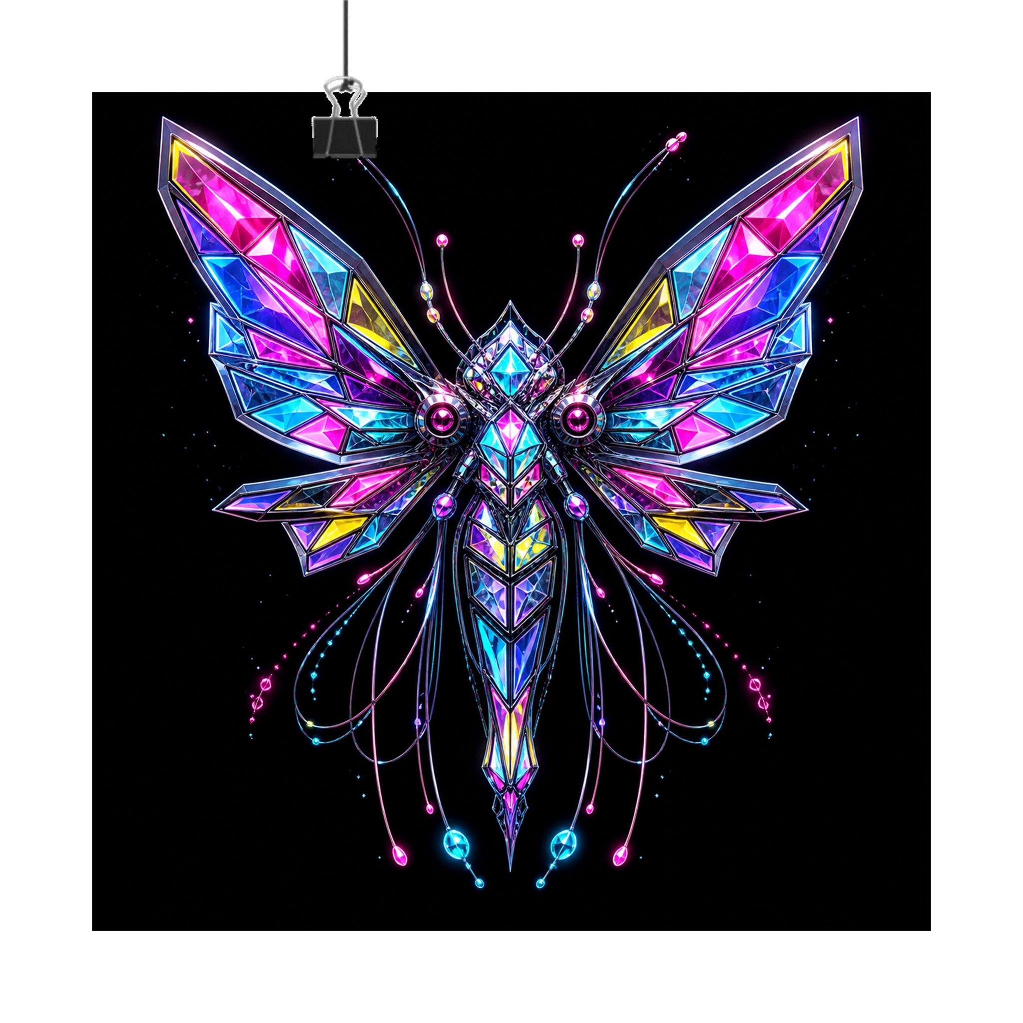 Prism Moth Relay original KOSVYRE art print displayed with binder clips