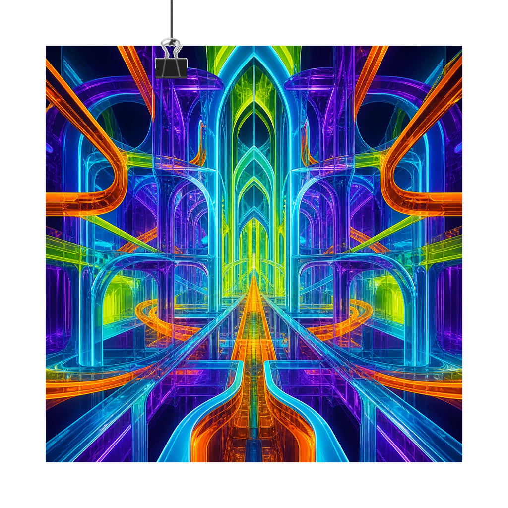 Prism Rail Cathedral original KOSVYRE art print displayed with binder clips