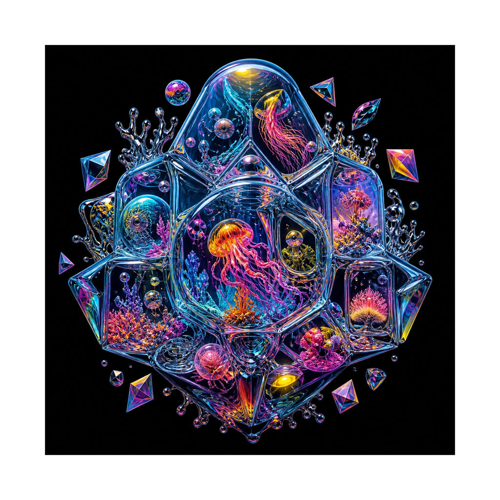 Prismatic Memory Aquarium original KOSVYRE art print shown on a clean white display