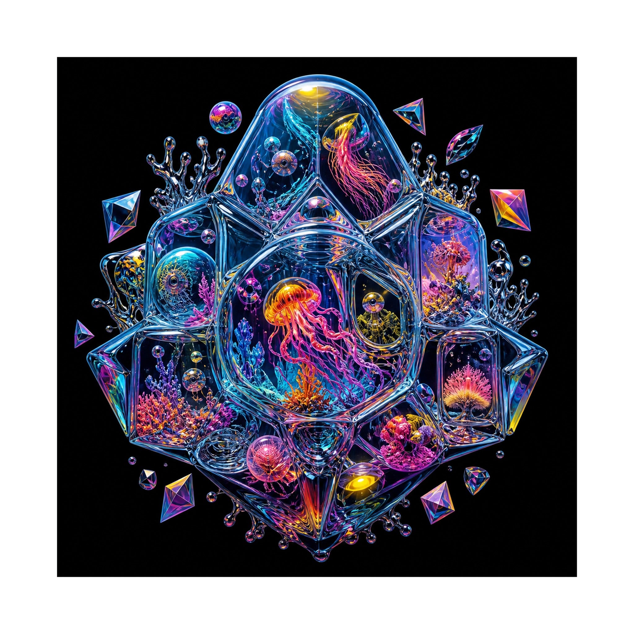 Prismatic Memory Aquarium original KOSVYRE art print shown on a clean white display