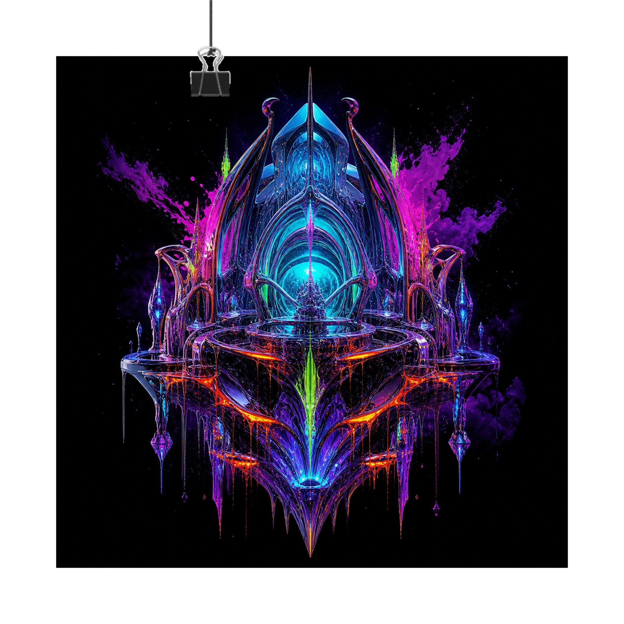 Prismatic Reliquary original KOSVYRE art print displayed with binder clips