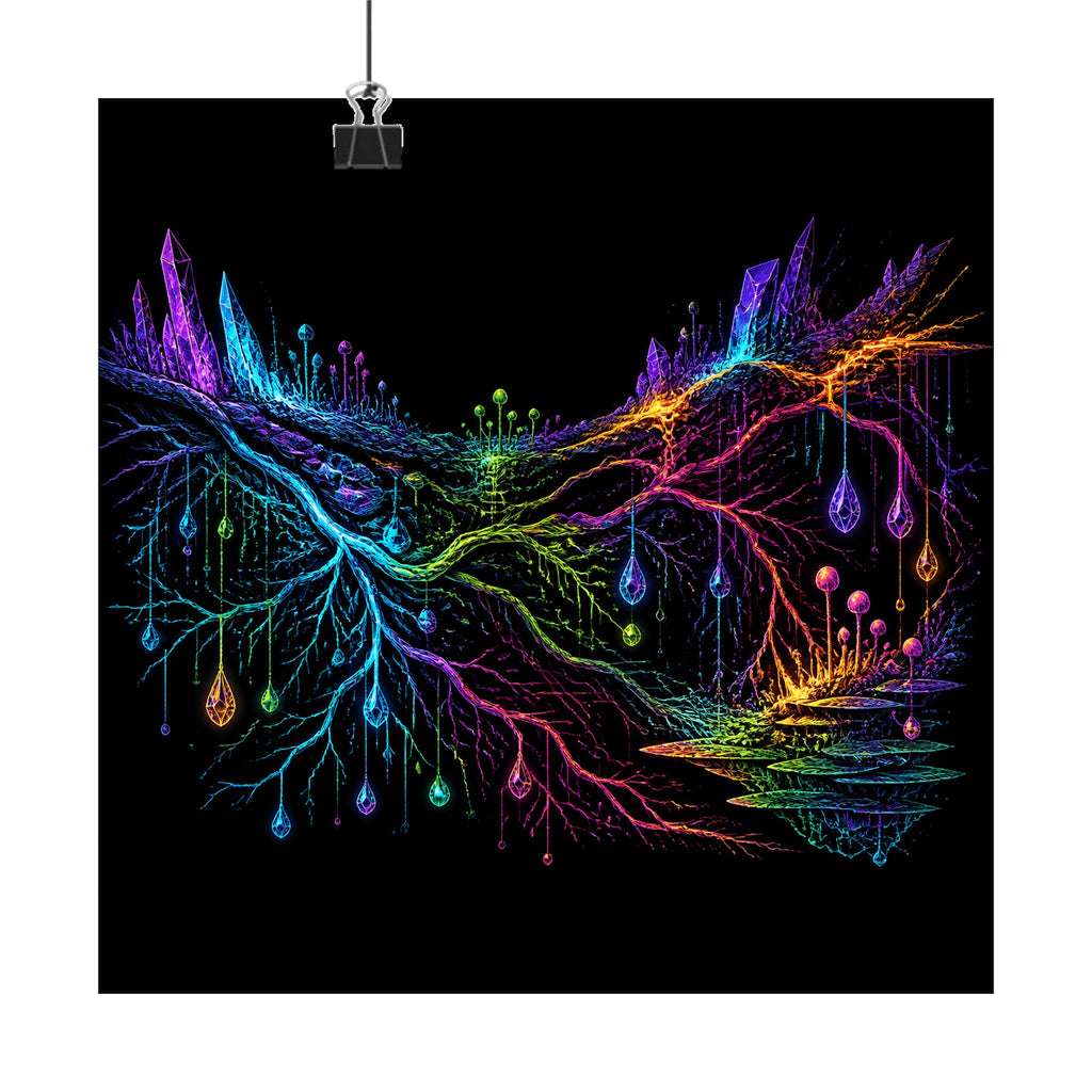 Prismatic Root Circuit original KOSVYRE art print displayed with binder clips
