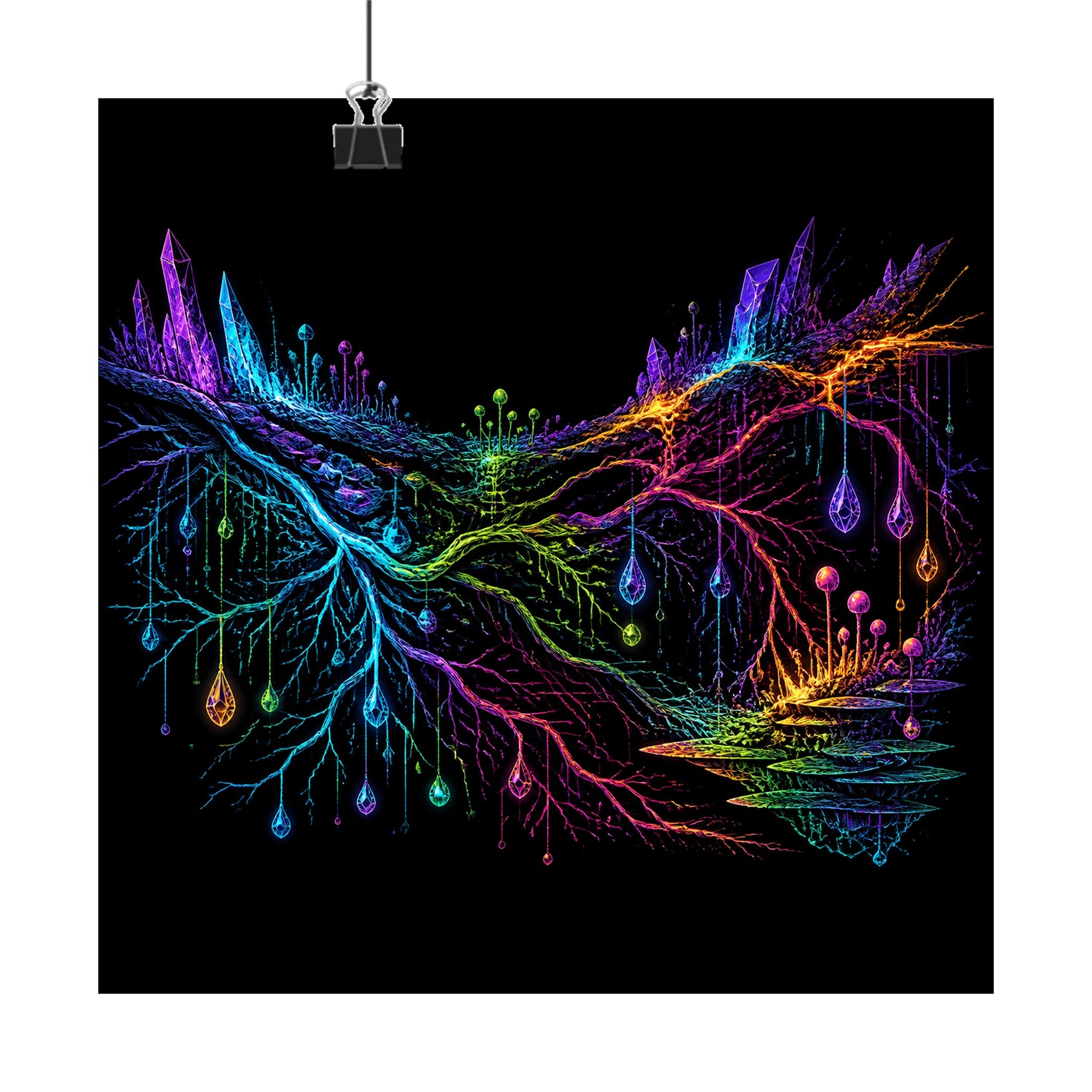 Prismatic Root Circuit original KOSVYRE art print displayed with binder clips