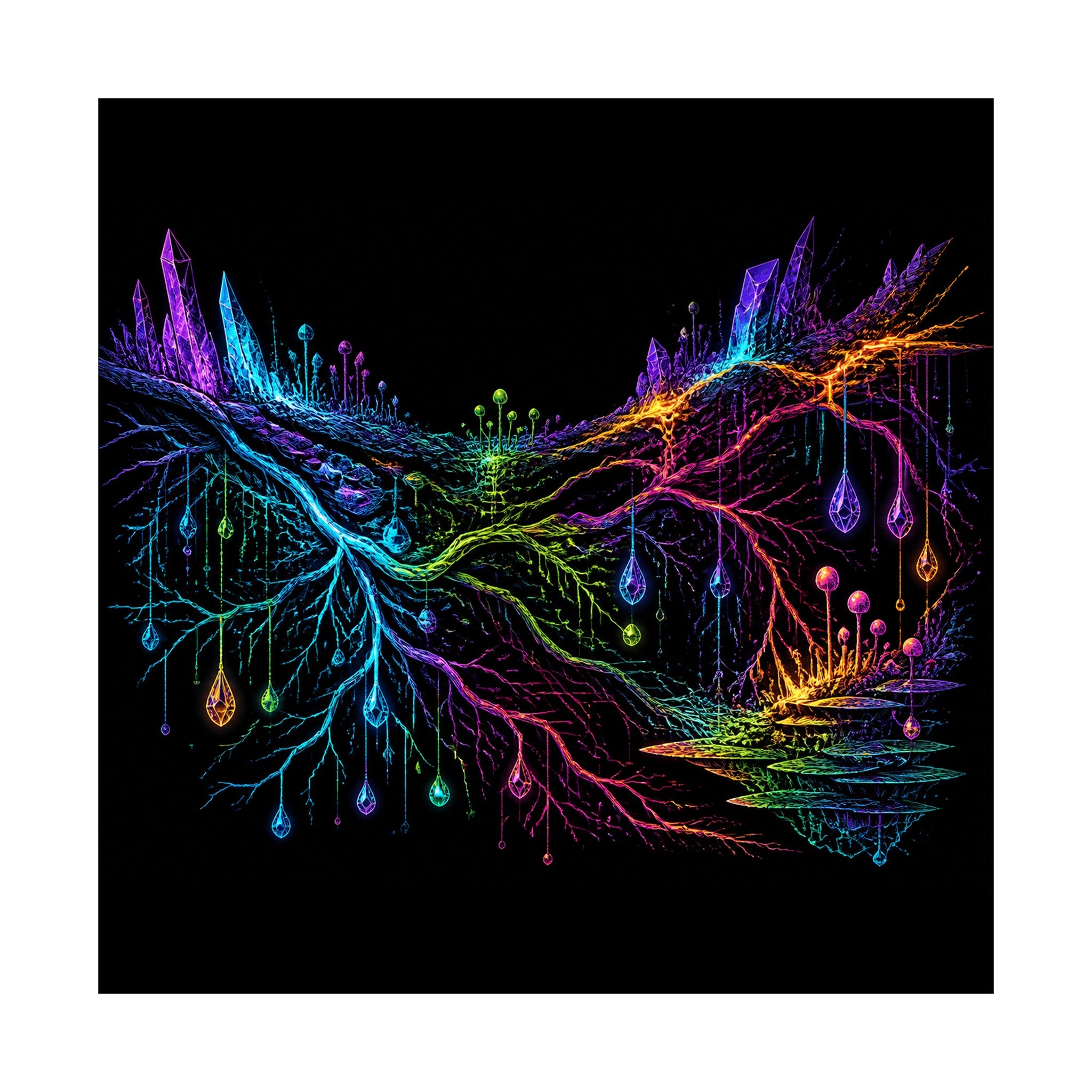 Prismatic Root Circuit original KOSVYRE art print shown on a clean white display