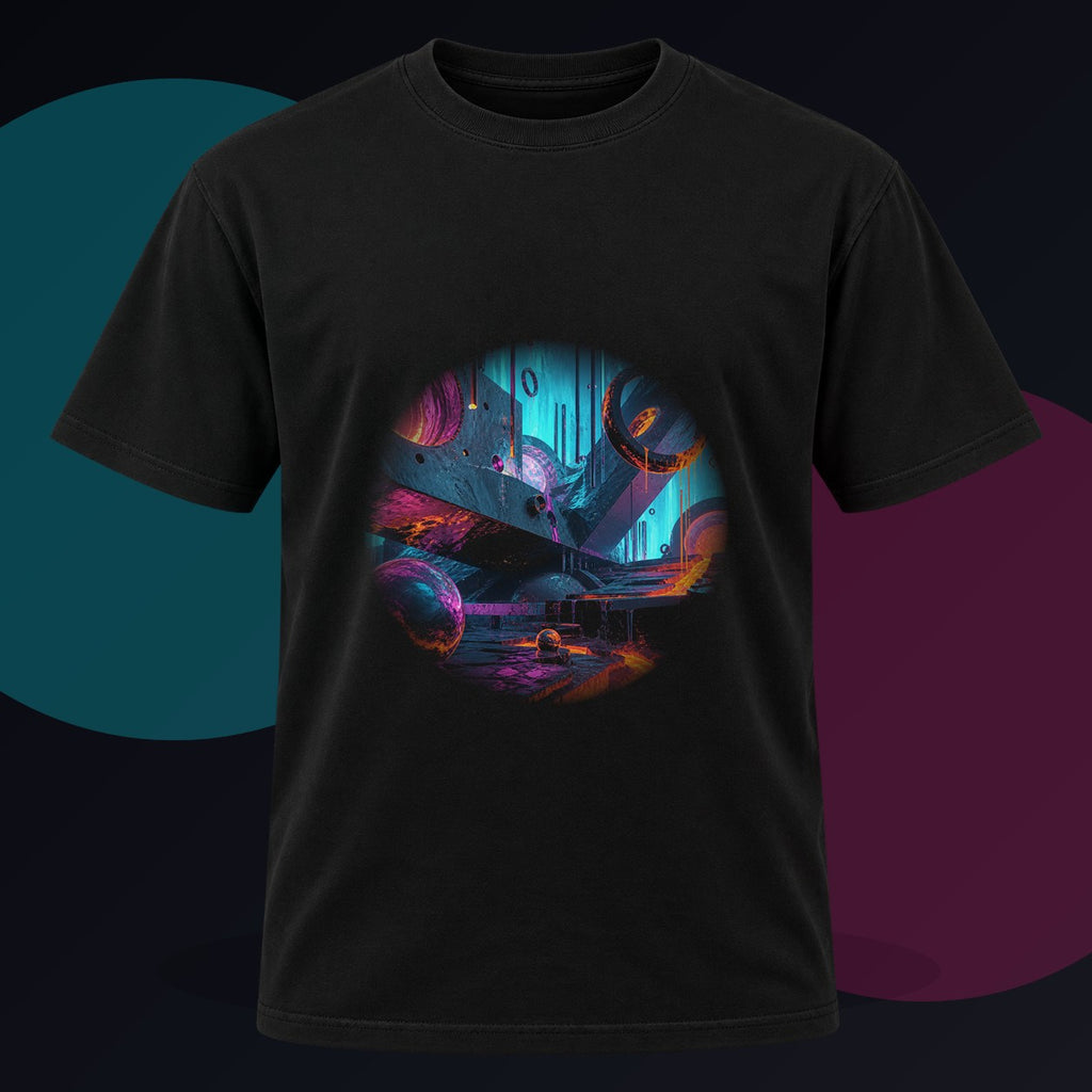 Pulse Foundry original KOSVYRE design on a black graphic tee against a graphite studio background