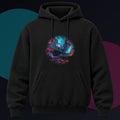 Pulse Foundry original KOSVYRE design on a black hoodie against a graphite studio background