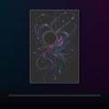 Quiet Orbit Bloom original KOSVYRE poster displayed in a dark psychedelic gallery setting