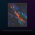 Radiant Cartographic Scar original KOSVYRE poster displayed in a dark psychedelic gallery setting