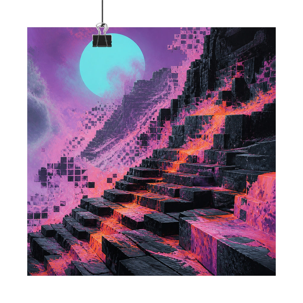 Raster Moon Quarry original KOSVYRE art print displayed with binder clips