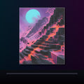 Raster Moon Quarry original KOSVYRE poster displayed in a dark psychedelic gallery setting