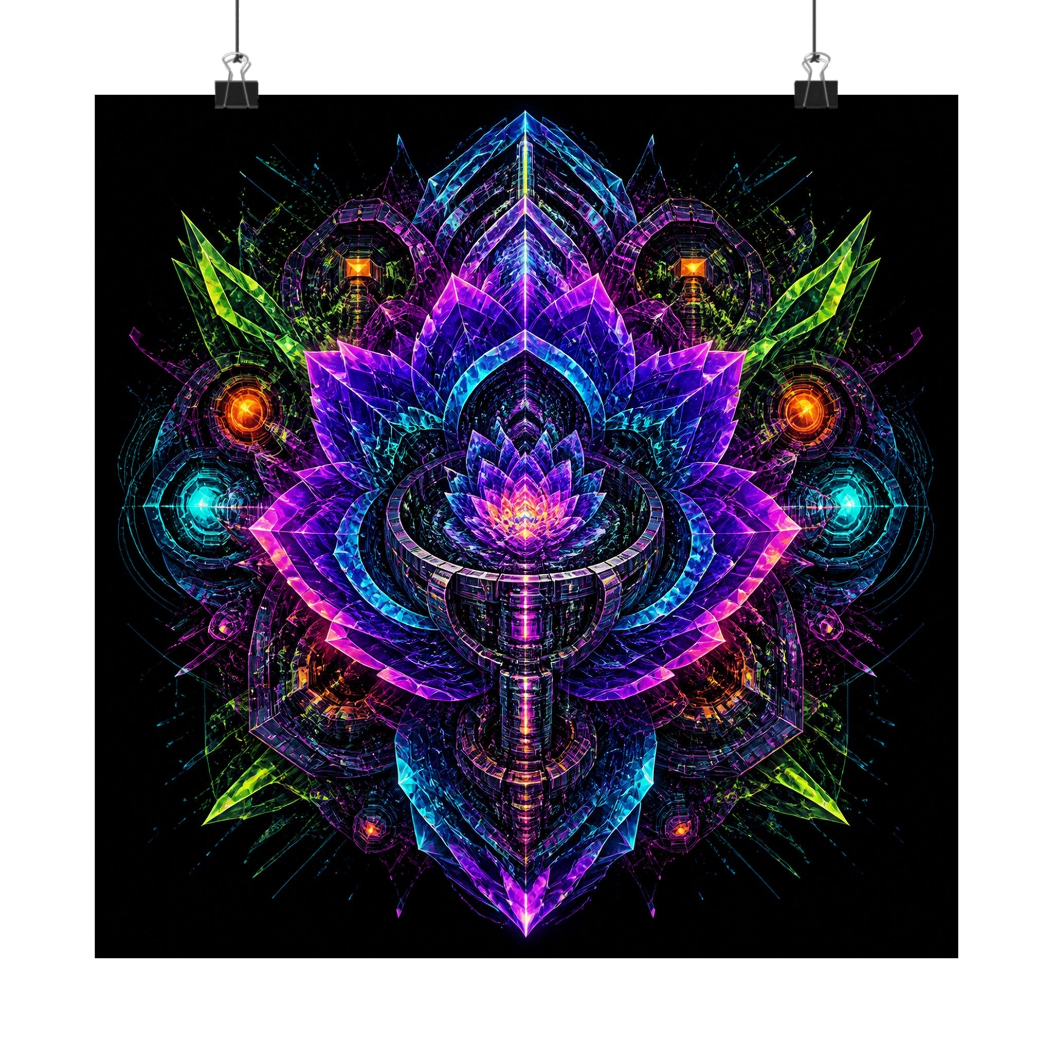 Recursion Engine Bloom original KOSVYRE art print displayed with binder clips