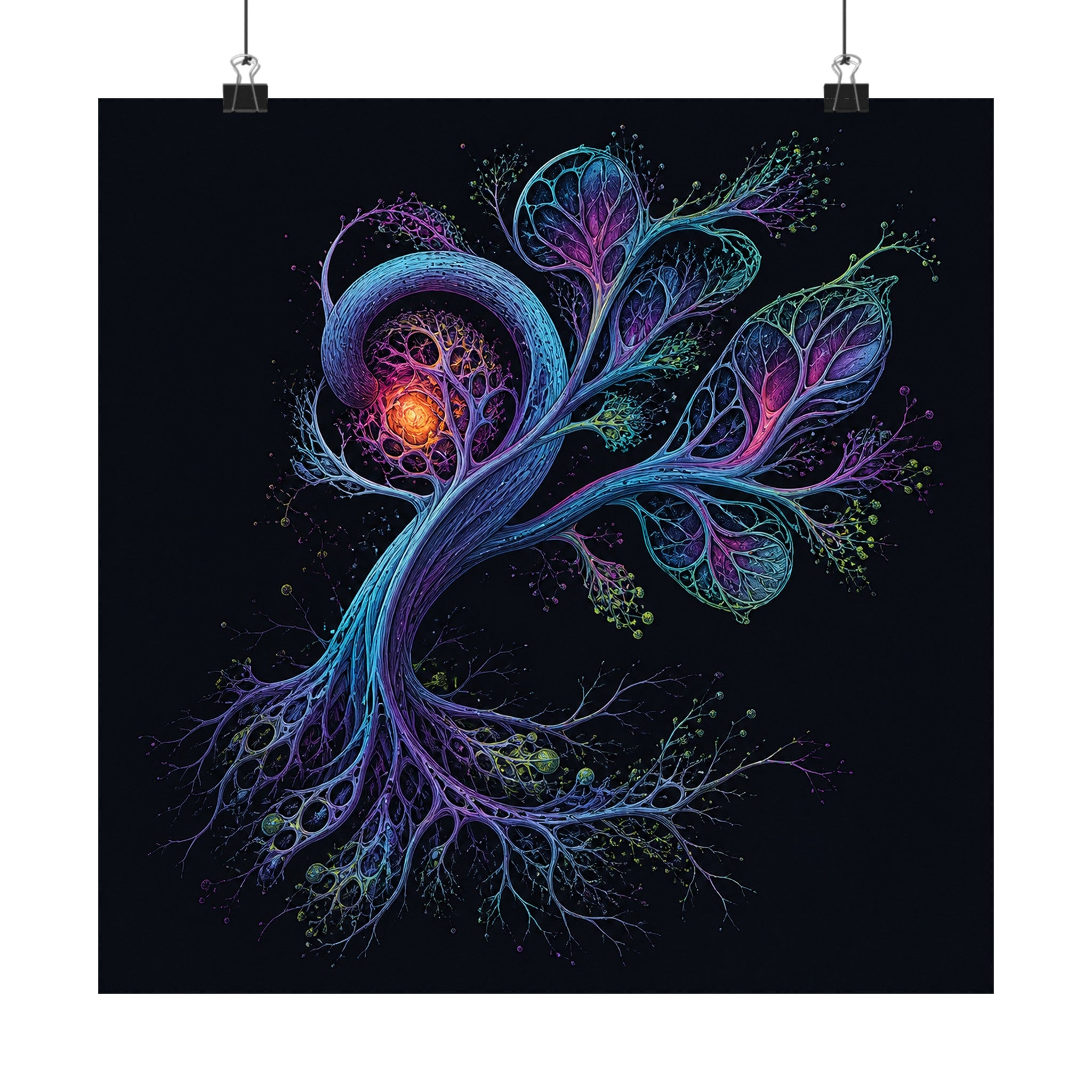 Recursive Botany original KOSVYRE art print displayed with binder clips