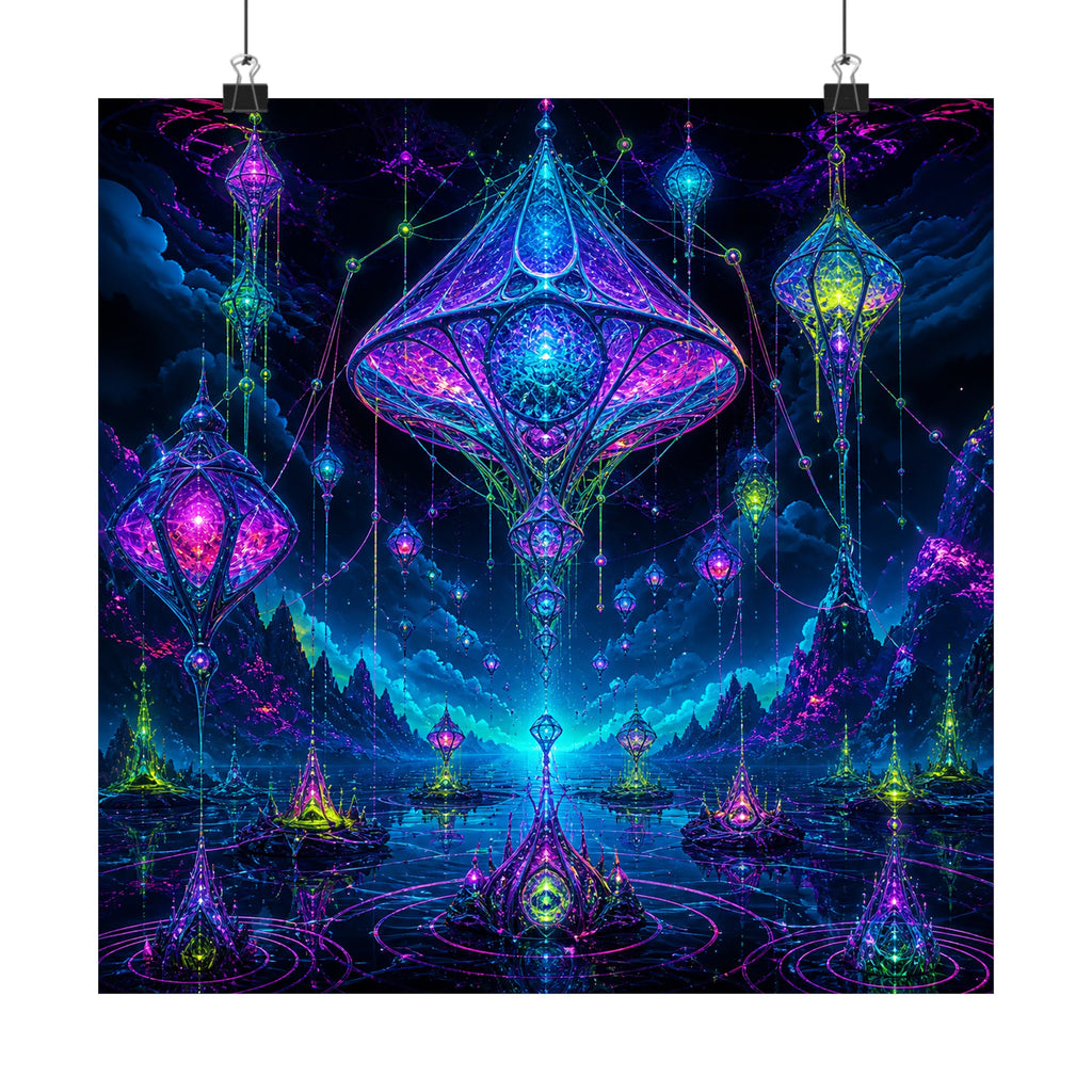 Recursive Lantern Field original KOSVYRE art print displayed with binder clips
