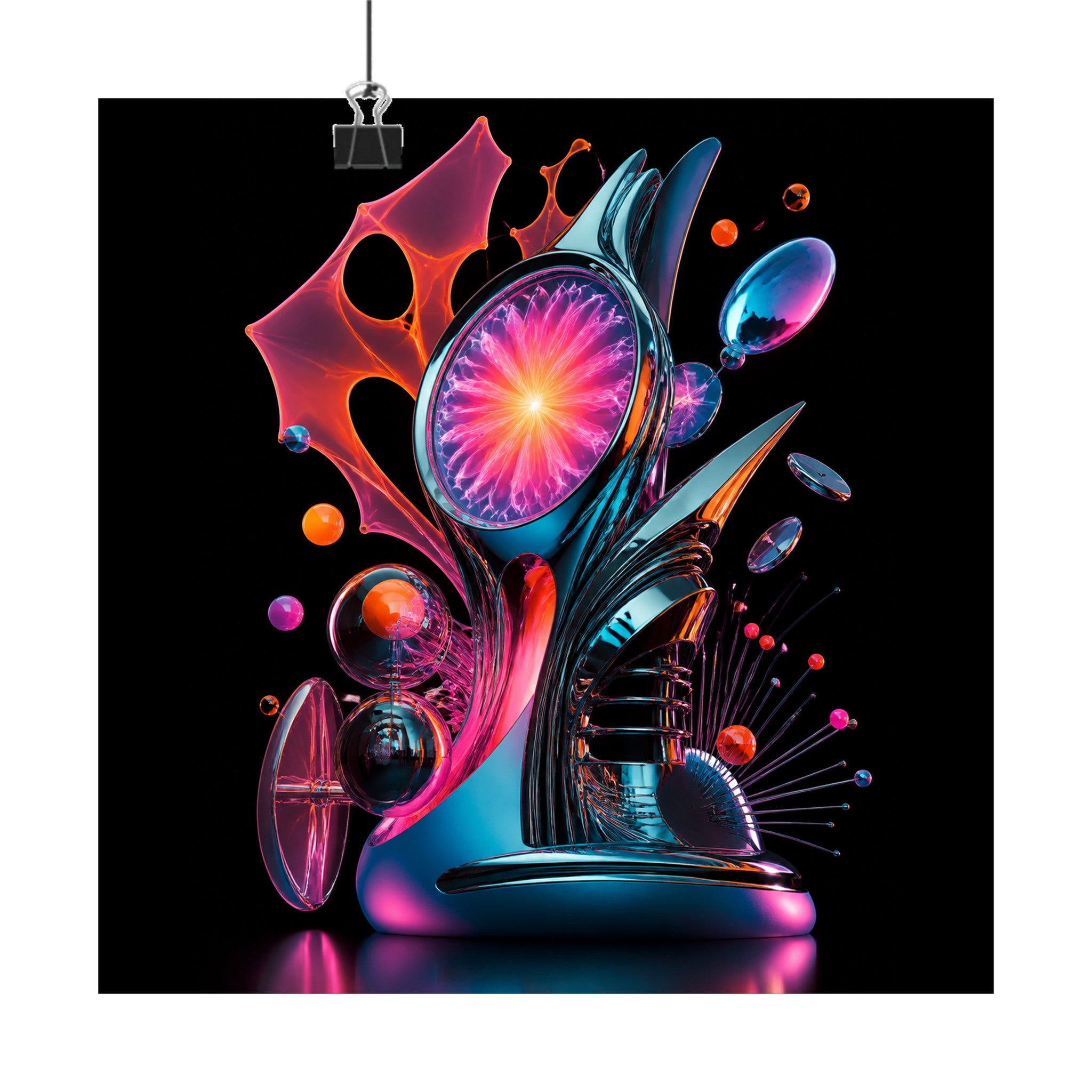 Retro Signal Bloom original KOSVYRE art print displayed with binder clips