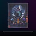 Retrofuture Weather Bureau original KOSVYRE poster displayed in a dark psychedelic gallery setting