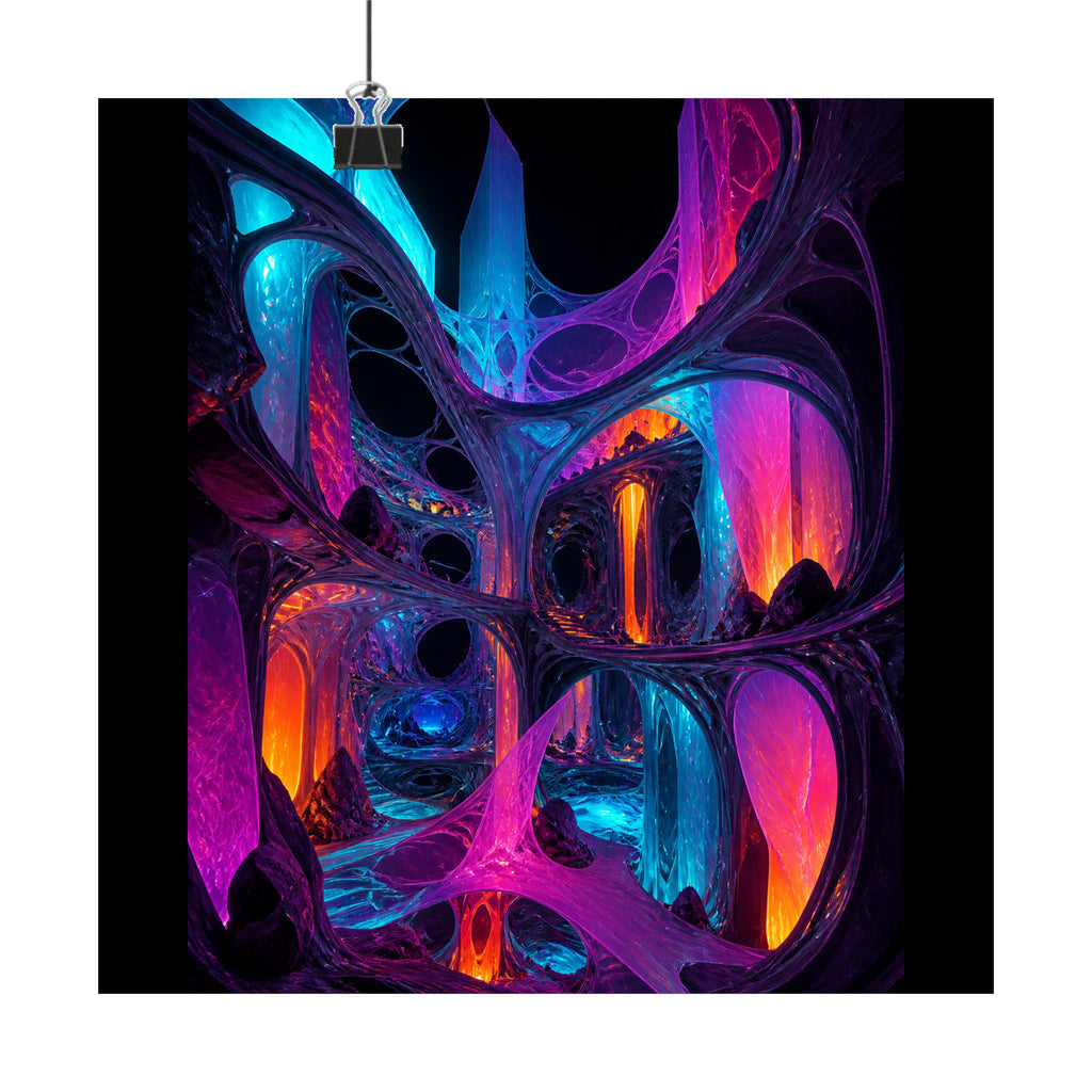 Rootless Atrium original KOSVYRE art print displayed with binder clips