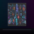Signal Fossil Array original KOSVYRE poster displayed in a dark psychedelic gallery setting