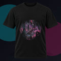 Signal Salt Ruins original KOSVYRE design on a black graphic tee against a graphite studio background
