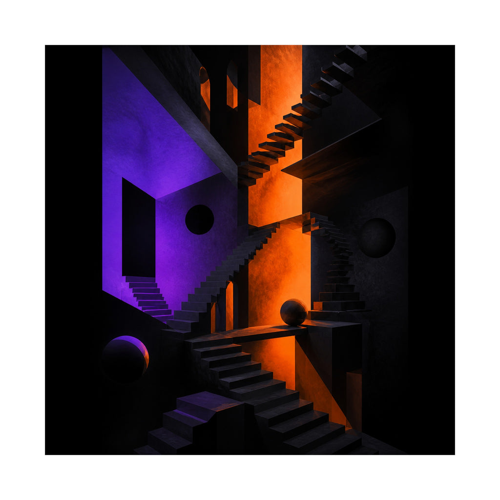Silent Stairwell Vector original KOSVYRE art print shown on a clean white display