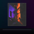 Silent Stairwell Vector original KOSVYRE poster displayed in a dark psychedelic gallery setting