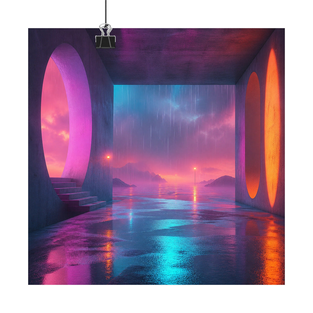 Soft Exit Under Rain original KOSVYRE art print displayed with binder clips