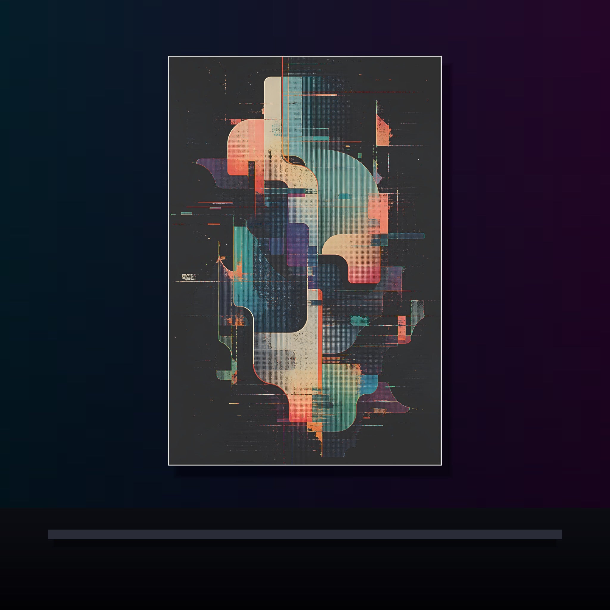 Soft Vector Ruin original KOSVYRE poster displayed in a dark psychedelic gallery setting