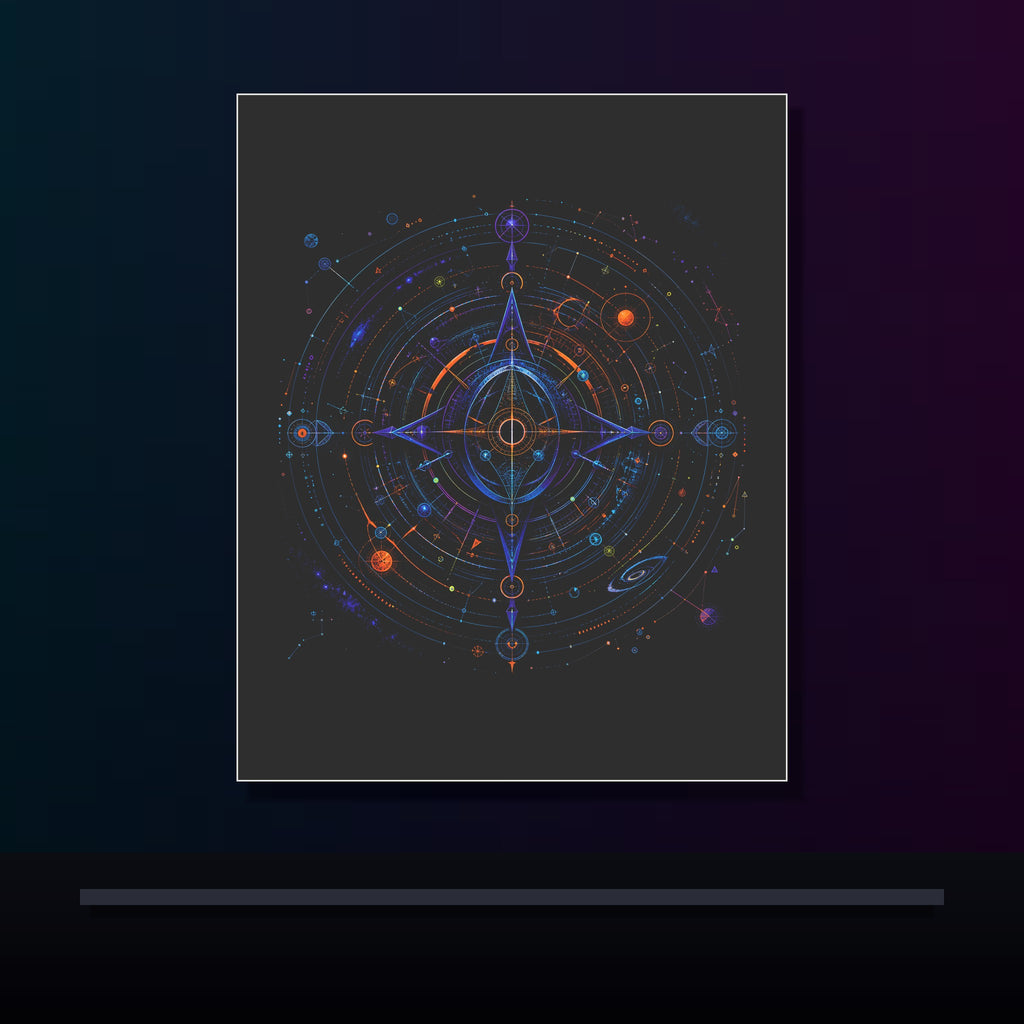Spectral Cartography original KOSVYRE poster displayed in a dark psychedelic gallery setting