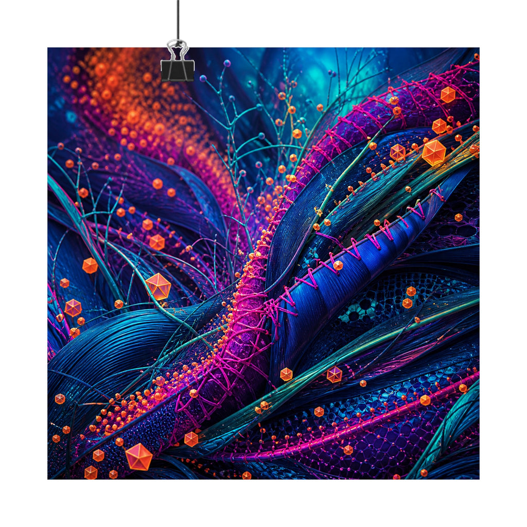 Suture Meadow Protocol original KOSVYRE art print displayed with binder clips
