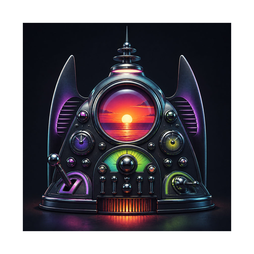 Synthetic Sunset Machine original KOSVYRE art print shown on a clean white display