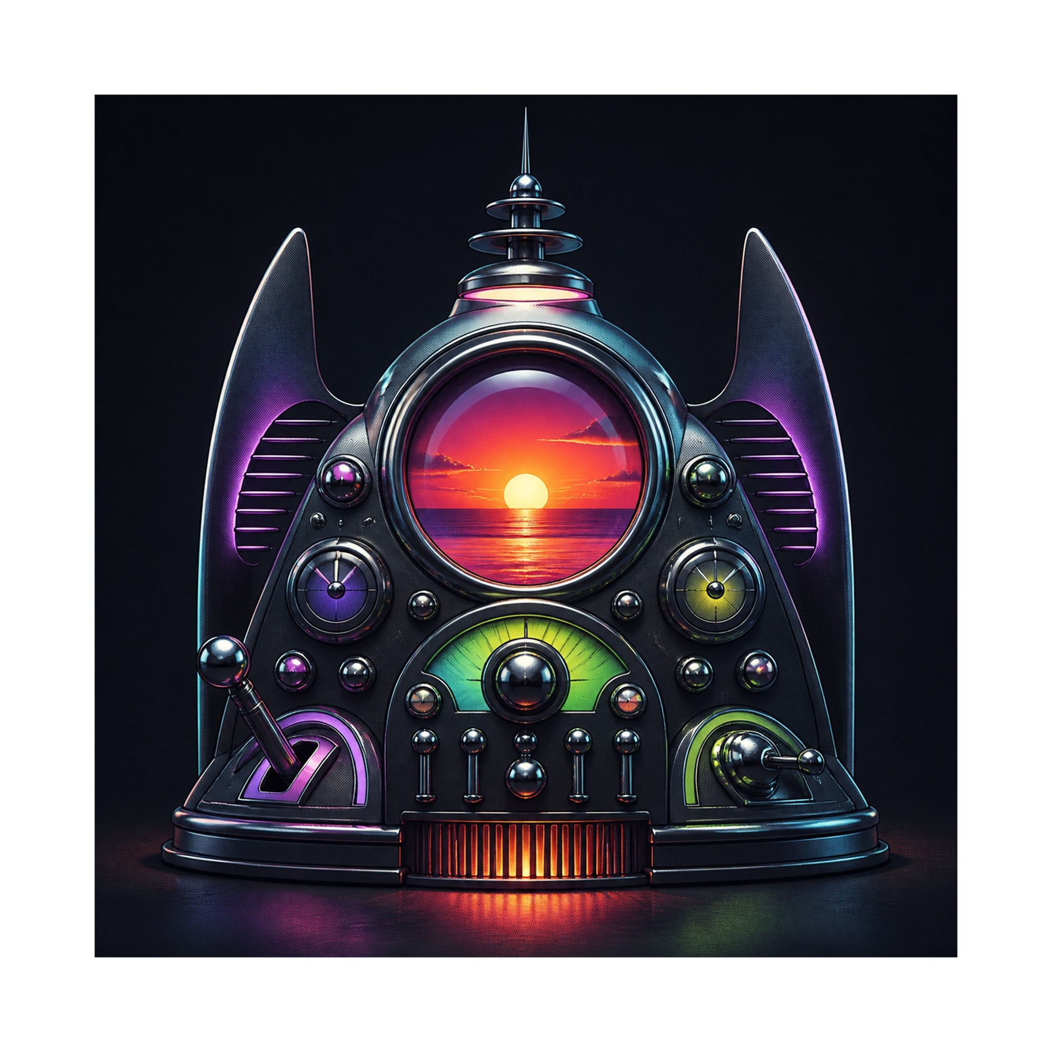 Synthetic Sunset Machine original KOSVYRE art print shown on a clean white display