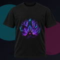 Terminal Bloom original KOSVYRE design on a black graphic tee against a graphite studio background