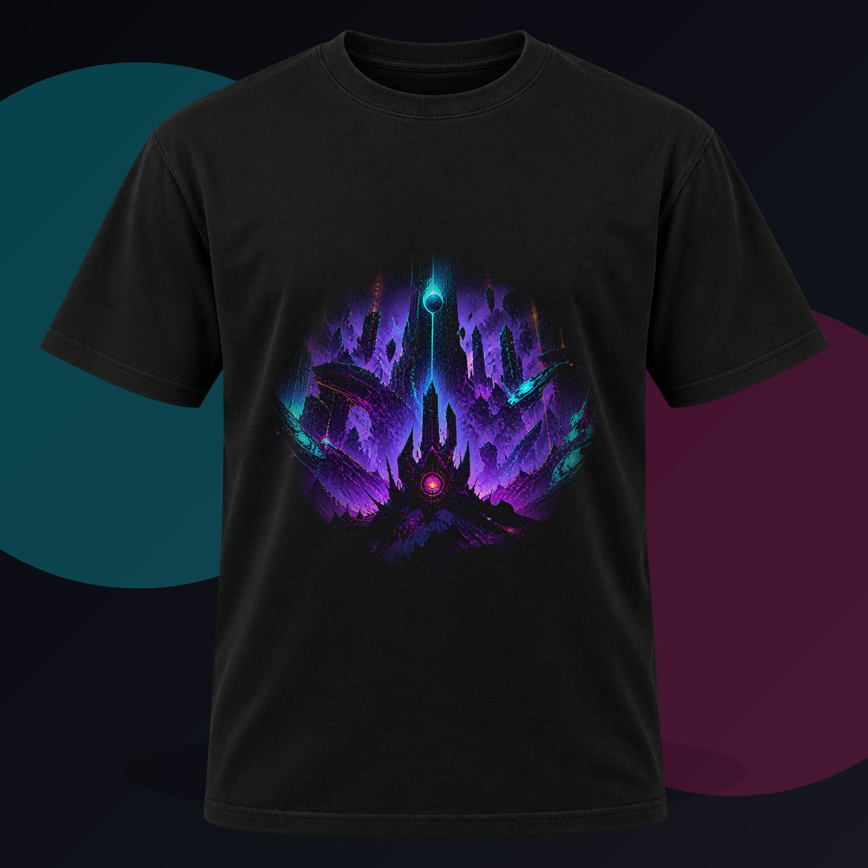 Terminal Bloom original KOSVYRE design on a black graphic tee against a graphite studio background