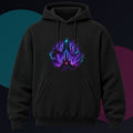 Terminal Bloom original KOSVYRE design on a black hoodie against a graphite studio background