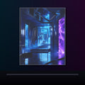 The Last Blue Corridor original KOSVYRE poster displayed in a dark psychedelic gallery setting