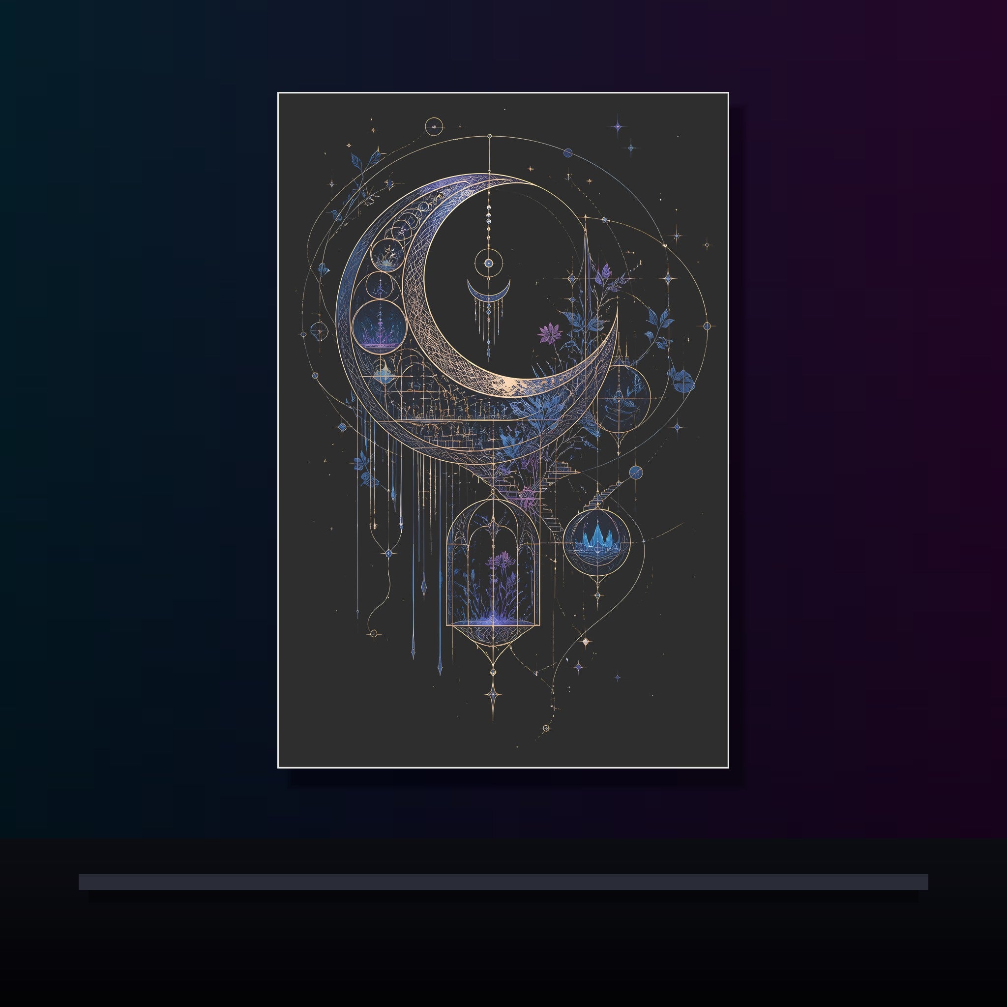 Threaded Moon Archive original KOSVYRE poster displayed in a dark psychedelic gallery setting