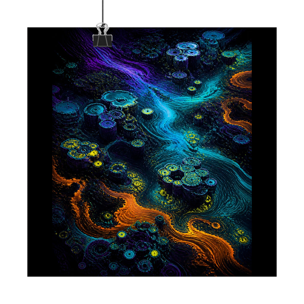 Tidal Syntax Basin original KOSVYRE art print displayed with binder clips