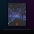 Transit of Zero original KOSVYRE poster displayed in a dark psychedelic gallery setting