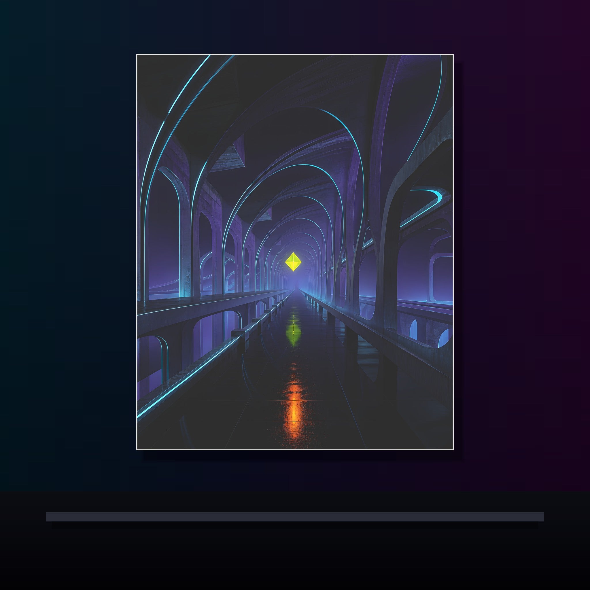 Transit of Zero original KOSVYRE poster displayed in a dark psychedelic gallery setting