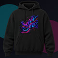 Ultraviolet Clay Signal original KOSVYRE design on a black hoodie against a graphite studio background