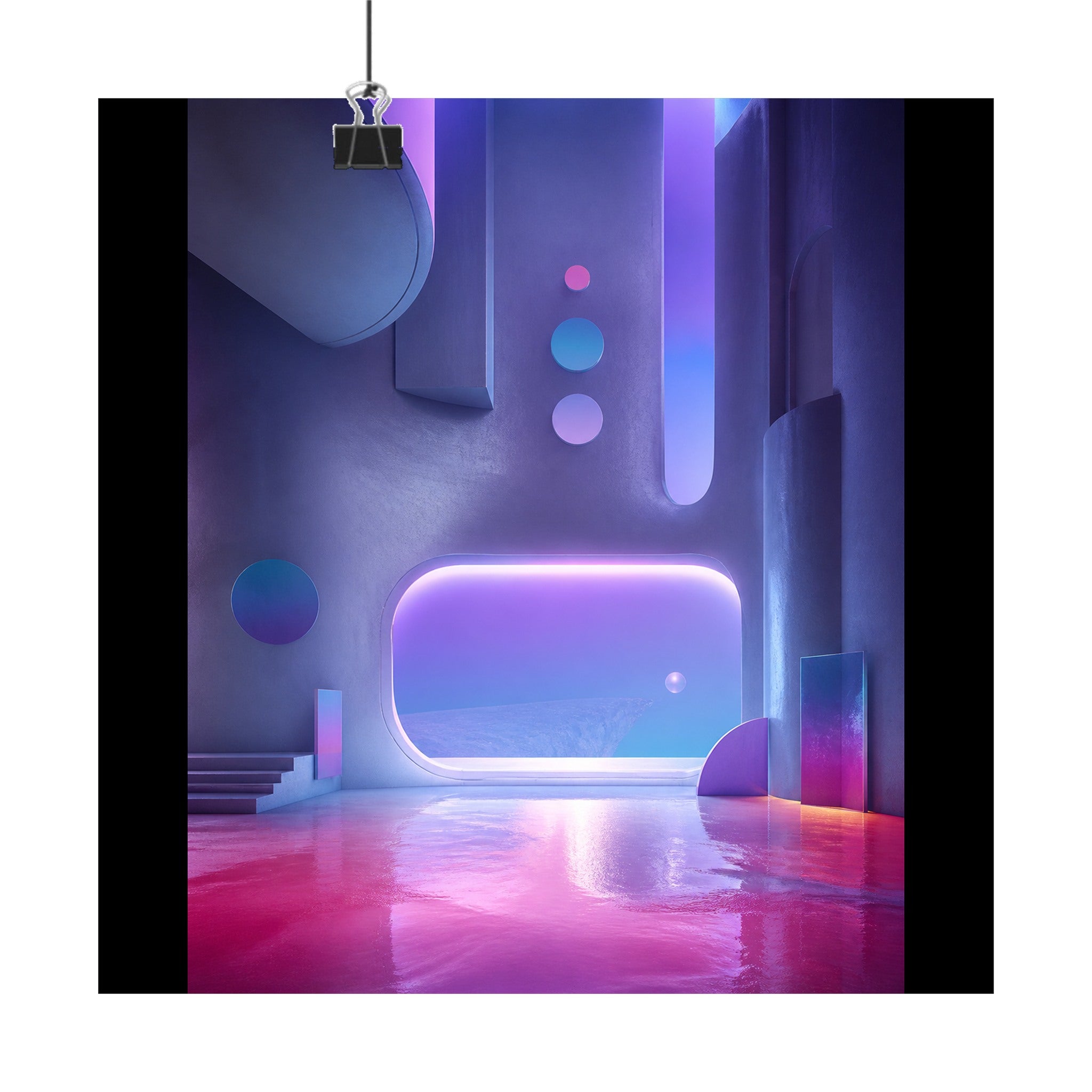Ultraviolet Dream Terminal original KOSVYRE art print displayed with binder clips