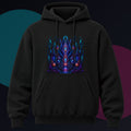 Ultraviolet Kelp Cathedral original KOSVYRE design on a black hoodie against a graphite studio background