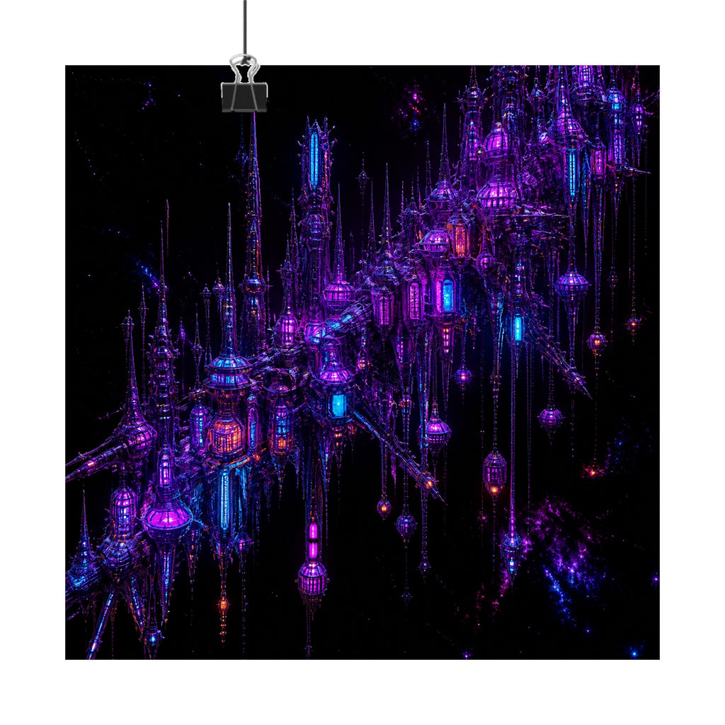 Ultraviolet Rookery original KOSVYRE art print displayed with binder clips