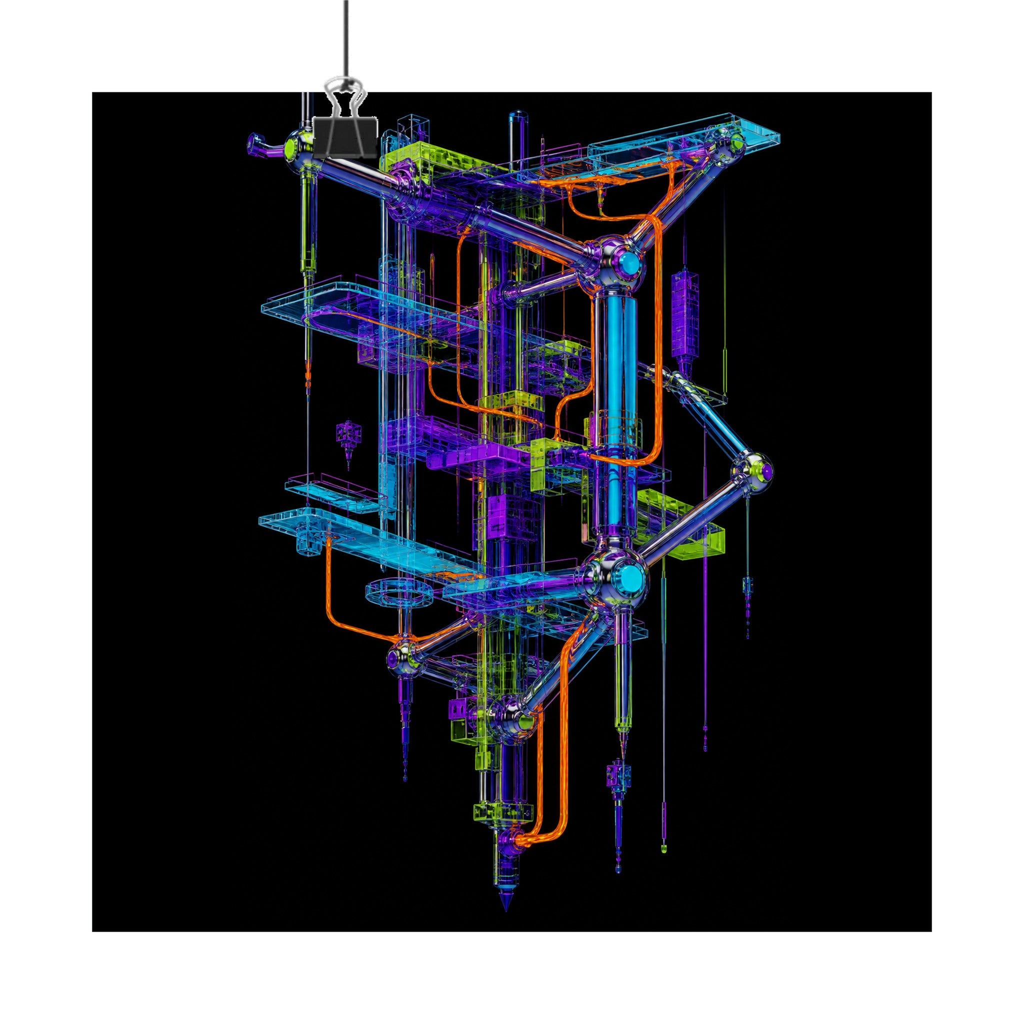 Ultraviolet Scaffold original KOSVYRE art print displayed with binder clips