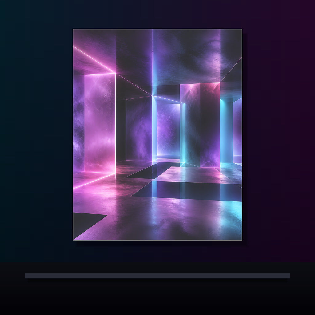 Ultraviolet Waiting Room original KOSVYRE poster displayed in a dark psychedelic gallery setting