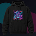 Vapor Arc Annex original KOSVYRE design on a black hoodie against a graphite studio background